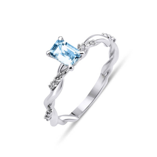 0.45 Karat Aquamarin Tektaş Pırlanta Yüzük - 1