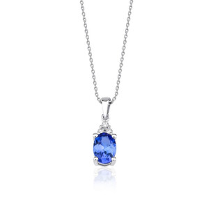 0,77 Karat Tanzanite 14 Ayar Altın Pırlanta Kolye - 1