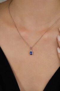 0,77 Karat Tanzanite 14 Ayar Altın Pırlanta Kolye - 2