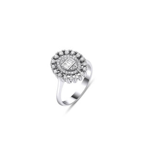  Baget 0.52 Karat Pırlanta Oval Yüzük - 1