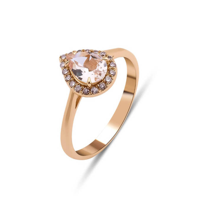  Damla Kesim 0.56 Karat Morganite Pırlanta Yüzük - 1