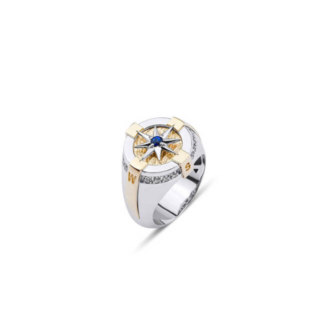 Safir 0.99 Karat Erkek Altın Yüzük - 1